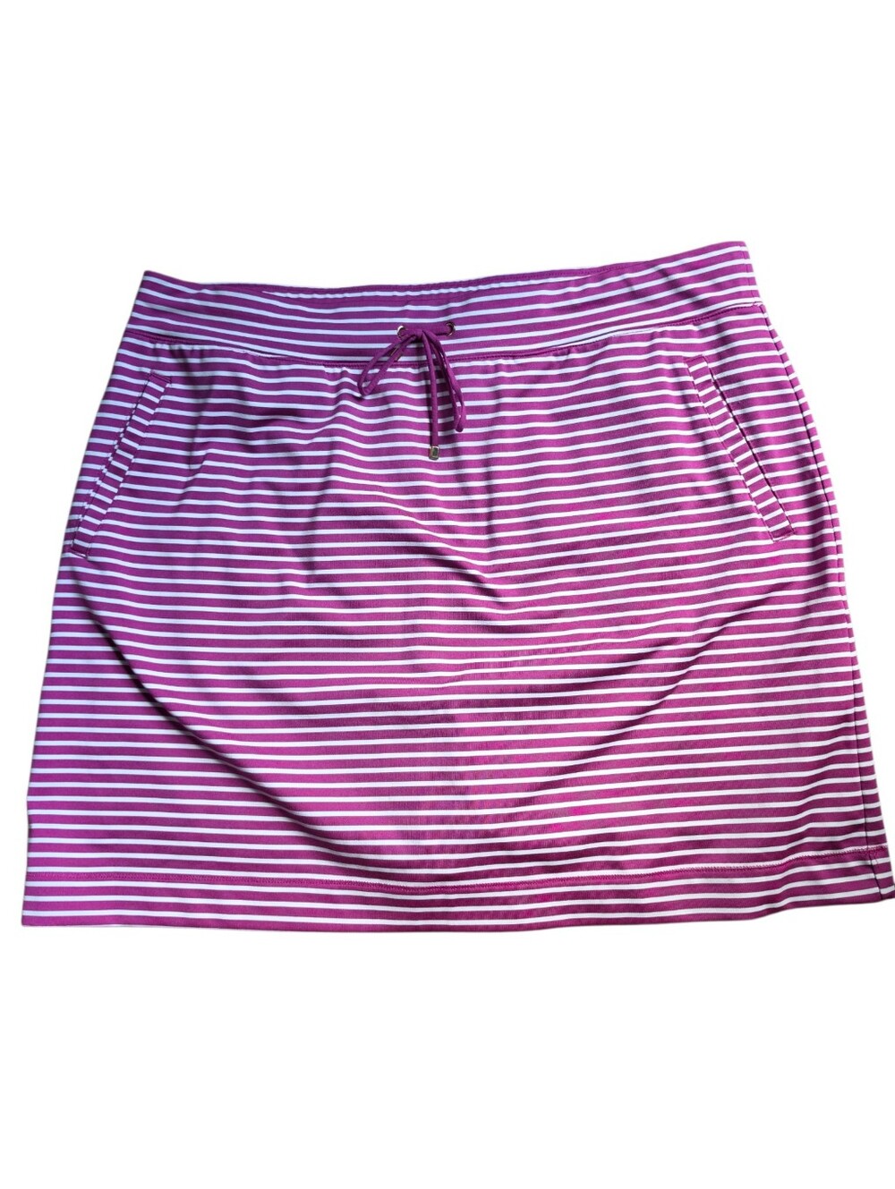 Chico’s Zenergy Active Skort Pink/Purple White Striped Pull-On Skirt Size L(2)
